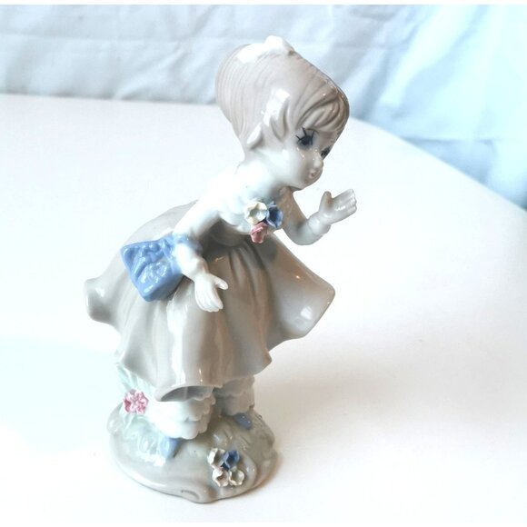 Girl in Dress Ponytail Porcelain Figurine Made In Taiwan - Picture 6 of 7